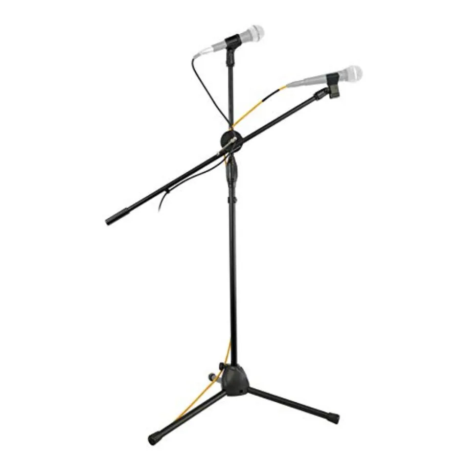 

ДВОЙНОЙ микрофонный стенд Rockville GIGSTAND с 2 зажимами для микрофона Съемные рычаги стрелы Регулируемая высота Портативный штатив для музыки