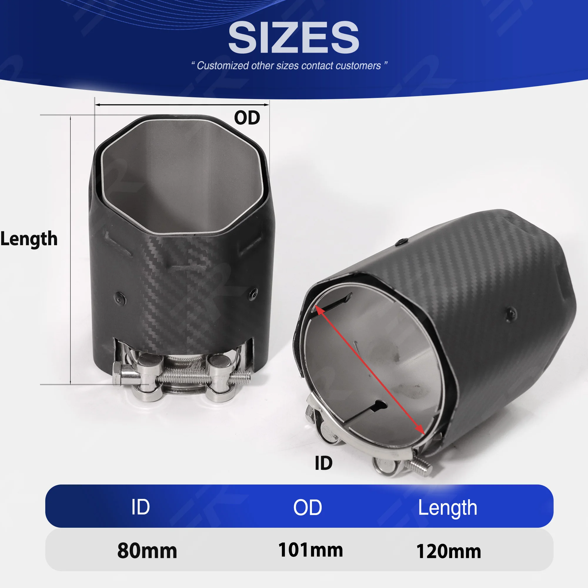 Real Carbon Fiber Premium Exhaust Tip In 80mm Out 101mm Muffler System For Auto Modified Car Nozzle For BMW M2 M3 M4 G80 G81 G82