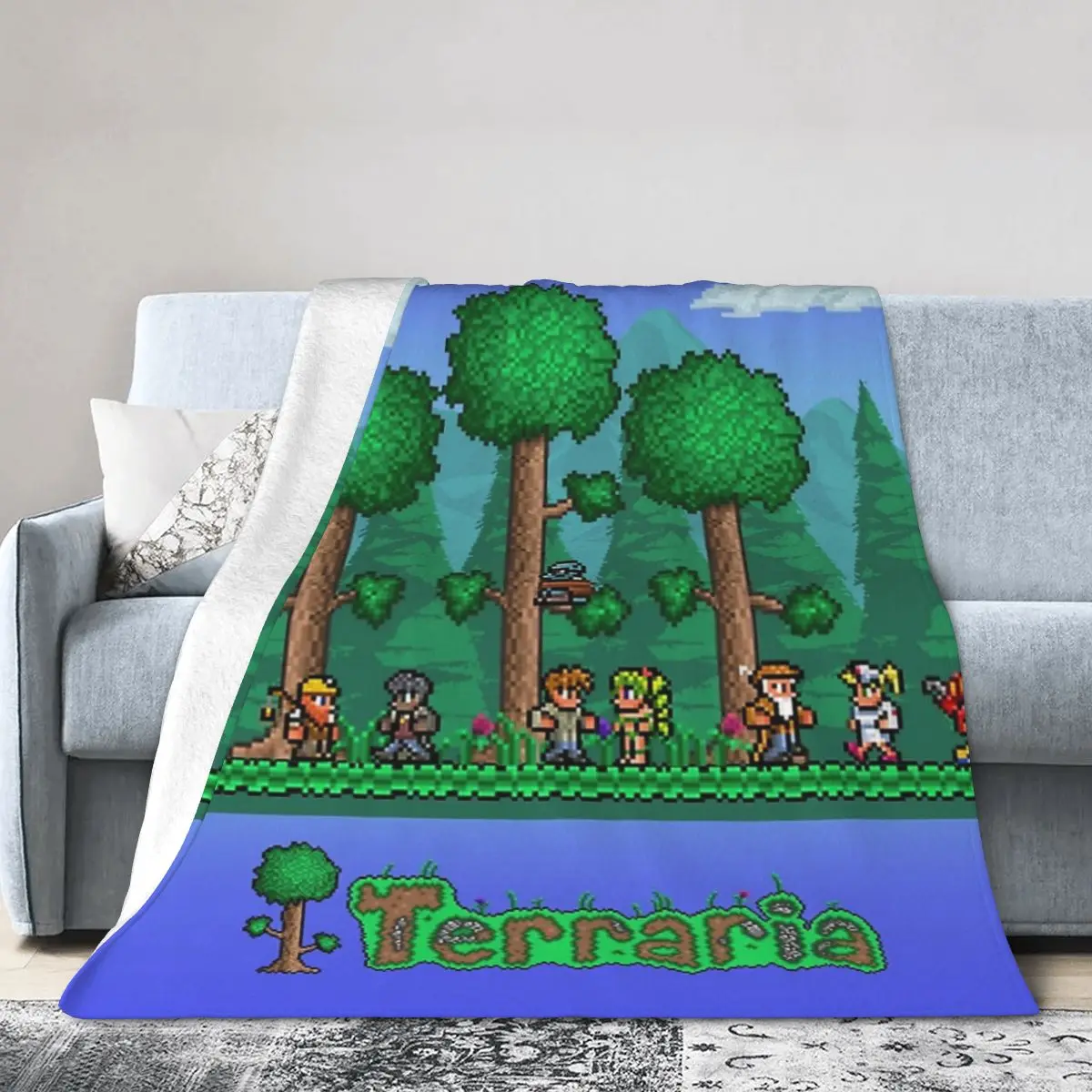 Flannel Throw Blanket Terraria - Indie Game Blankets Soft Bedspread Warm Plush Blanket for Bed Living room Picnic Travel Home