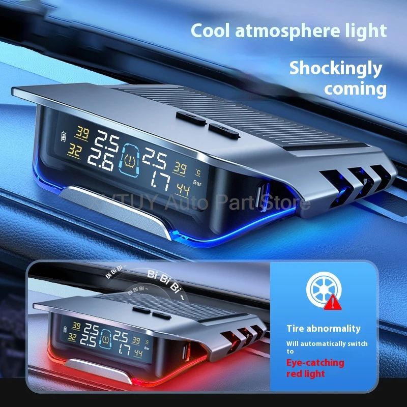 Tire Pressure Monitor High Precision Solar-powered TPMS with External and Internal Sensors 24-hour Monitoring Automatic Alarm - Image 4
