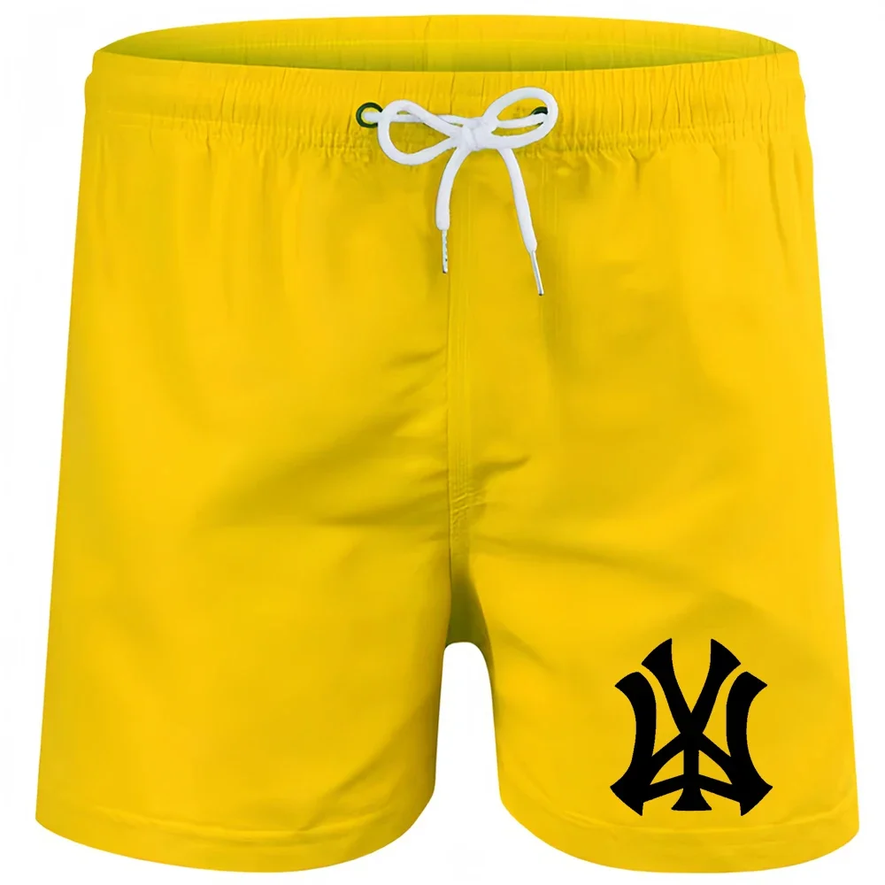 Men\'s surf Fitness Shorts Drawstring Mesh Lining Elastic Waist Breathable Quick Dry pocket Beach swimming Shorts Summer Male