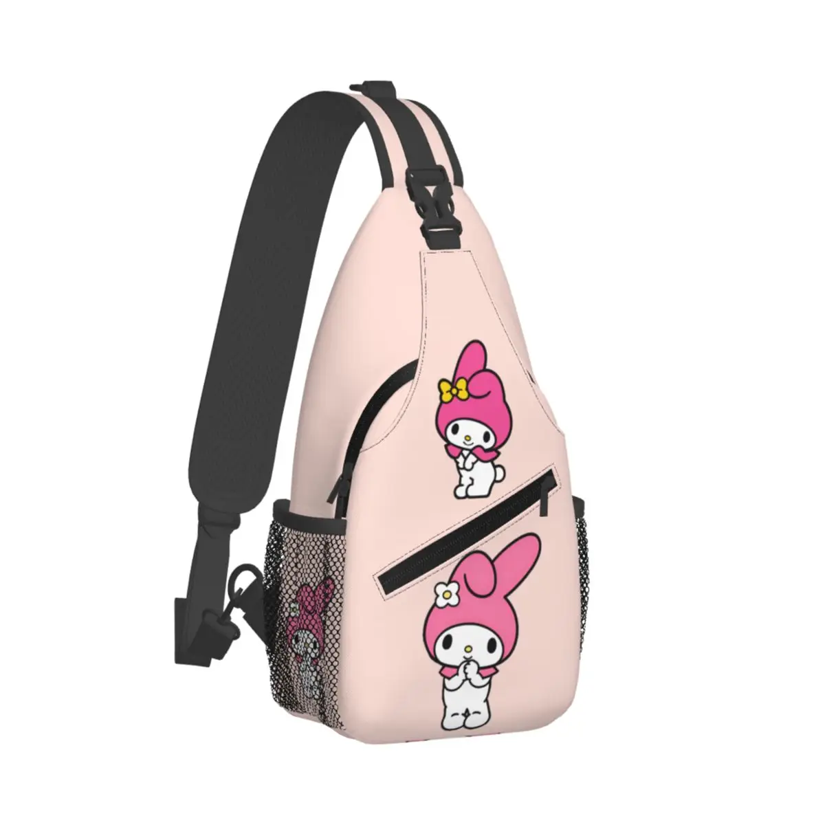 Sanrio Crossbody Sling Bag para Homens e Mulheres, My Melody, Bolsa Peito, Mochila de Ombro, Mochila para Viagem, Caminhadas, Biking, Presentes Kawaii