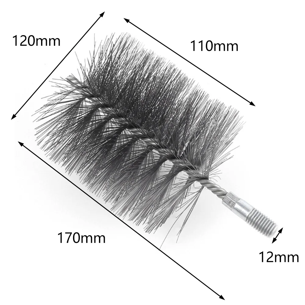 1pcs Pipe Wire Brush Round Chimney Flue Cleaning Brush Steel Wire Brush Sweep Fireplace Brush 50mm 60mm 120mm Stove Parts