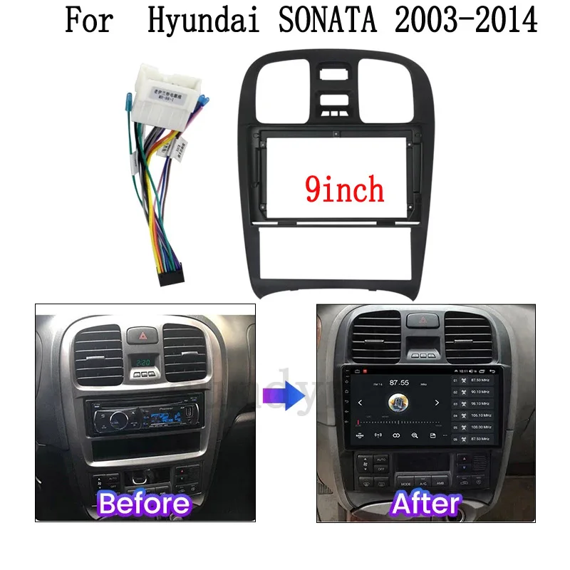 

Автомобильная магнитола 2 Din, 9 дюймов, пластиковая панель для hyundai Sonata 2003-2014, комплект крепления для приборной панели