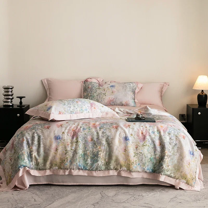 Grade A Lyocell Summer Duvet Soft Moisture-wicking Quilt Breathable Cool Queen Blanket Set Silky Touch Bare-sleeping Comforter