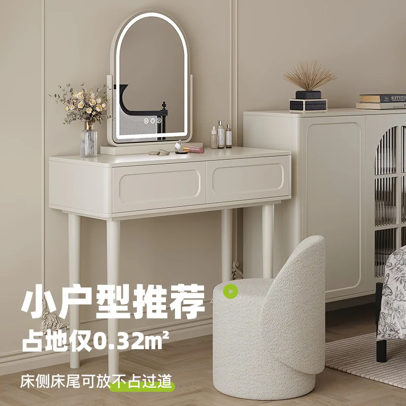 

French cream style dresser 2024 new Internet celebrity advanced sense small apartment bedroom storage makeup mirror table