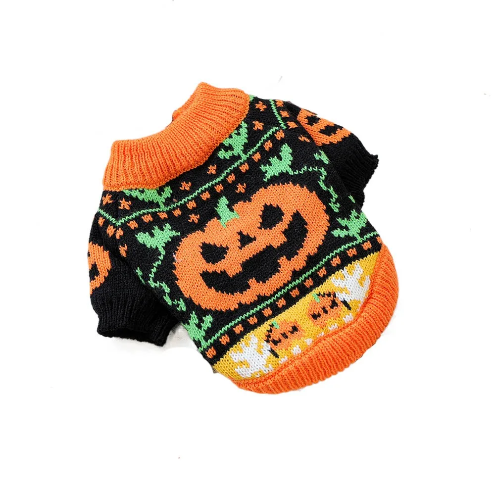 

Turtleneck Design Halloween Dog Sweater Pumpkin Costume Warm Pumpkin Pet Sweater Comfortable Soft Dog Knitwear Pet Clothing