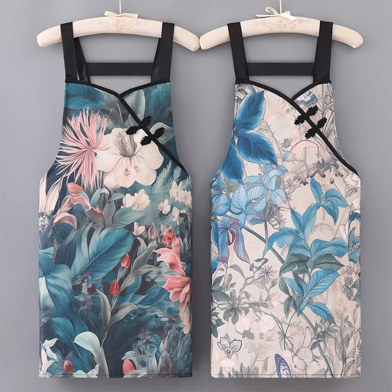 New Fashionable Big Flower Apron Breathable Anti Fouling Dust Cover Dirt Resistant Wear Resistant Household Kitchen Cooking