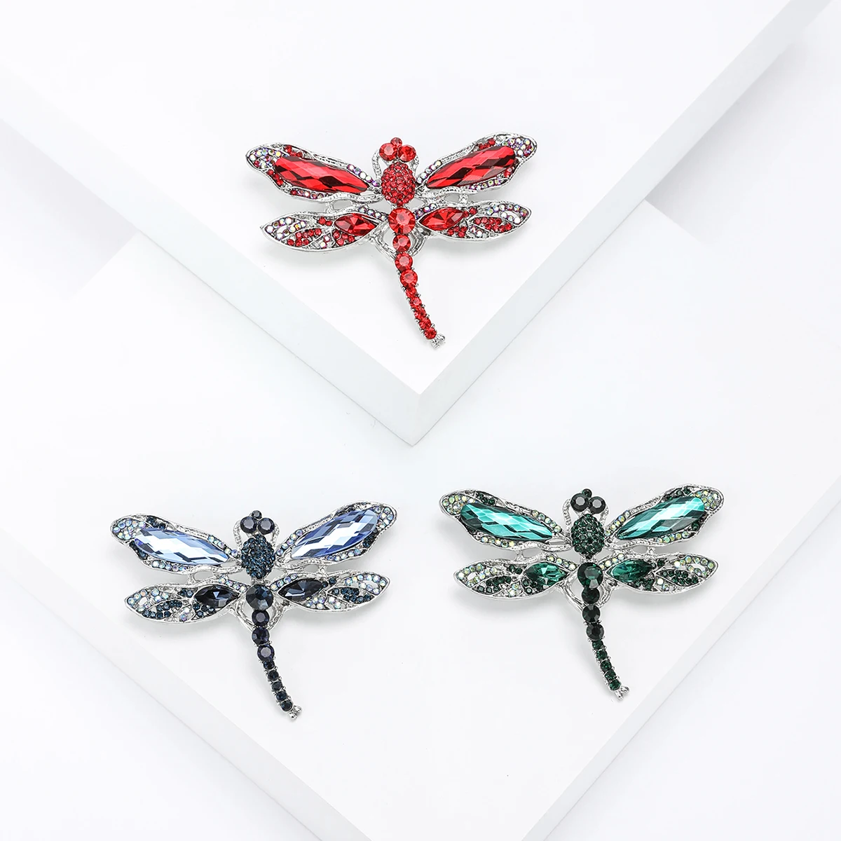 دبابيس دراغون فلاي للنساء من حجر الراين ، دبابيس حشرات زجاجية ، حفلات مأدبة ، هدايا حقائب ظهر ، إكسسوارات مجوهرات #3
