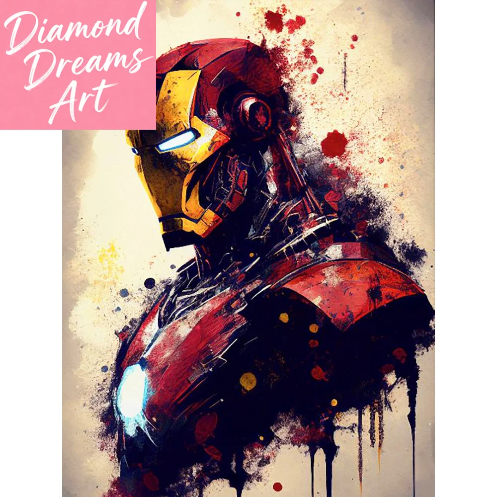 Marvel DIY Diamond Painting Set Cartoon Iron Man Full Round 5D Diamond Mosaic Marvel Portrait Children's Gift