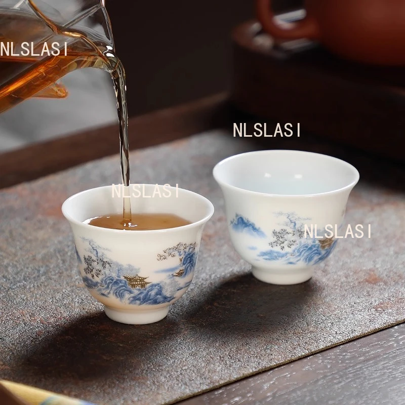 

6pcs 65ml White Porcelain Tea Cup Ceramic Tea Cup Household Chinese Style Single Teaset Office Tea Cup Teaset Accessories