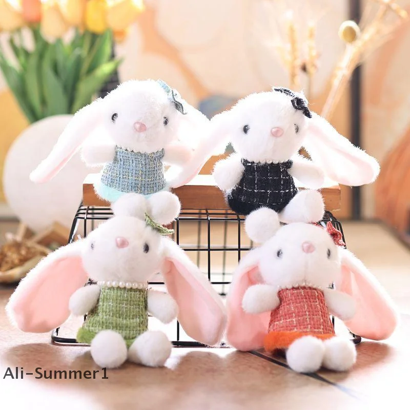 【E】Sweet Cute Bunny Plush Toy Cartoon Stuffed Doll Keychain Bag Pendant Backpack Hanging Decoration Lovely Gifts