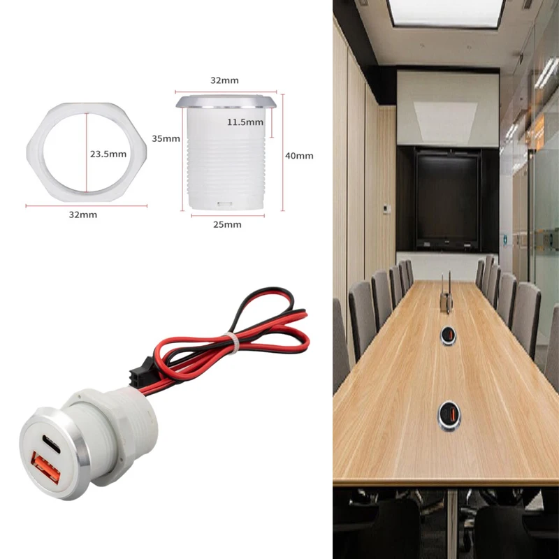 

1 шт., 9 В/2 А, 5 В/3 А, USB Type-C, мини-автомобильное зарядное устройство для быстрой зарядки, настольное скрытое встроенное USB-зарядное устройство, автоматическая встроенная розетка