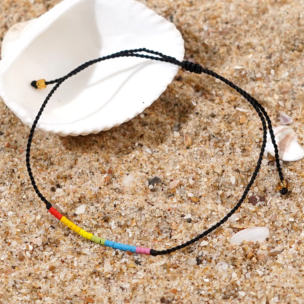 1PC Bohemian Jewelry Hawaiian Vacation Beach Multicolor Bracelet Adjustable Bracelet Glass Bead Pearl Women Bracelet