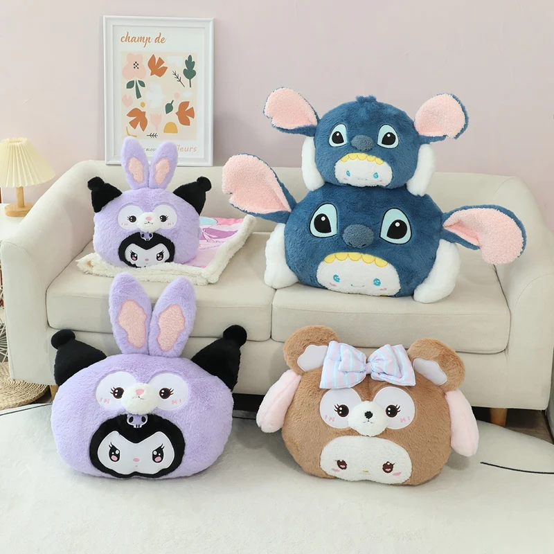 Cartoon Anime Sanrio Cinnamoroll My Melody Car Headrest Disney Stitch ShellieMay Plush Pillow Blanket Home Decor Gifts For Girl