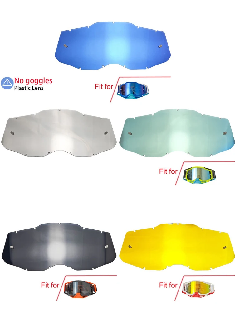 Goggles Lens For Goggles of Motorcycle Rider's Helmet Accessories Gold/Blue/Silver/Gray Colors Replaced Sunglasses Plastic Lens