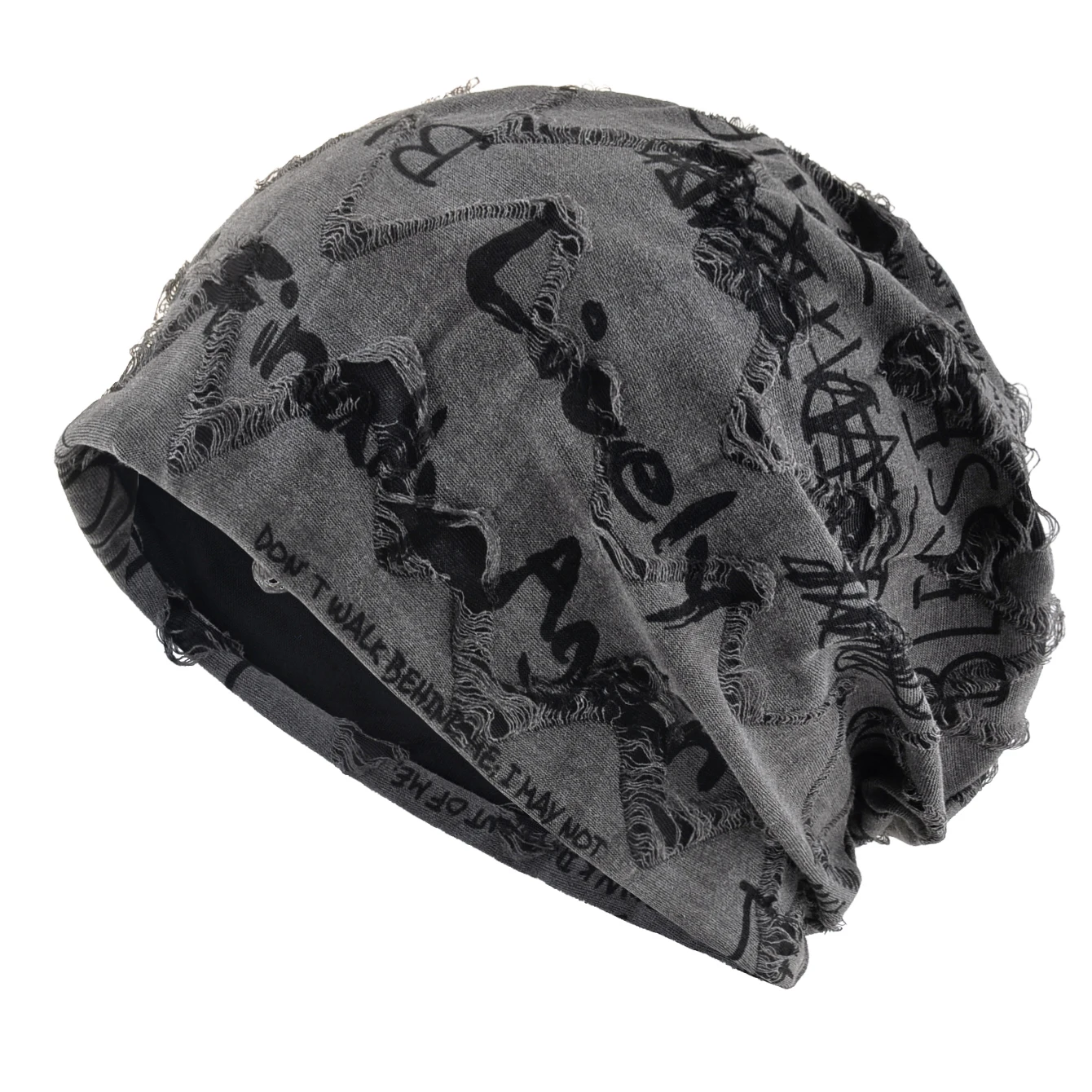 

Letter Print Beanie Hats For Women Men Vintage Distressed Cracked Design ​Wasteland Style Unisex Headwear For Spring Summer