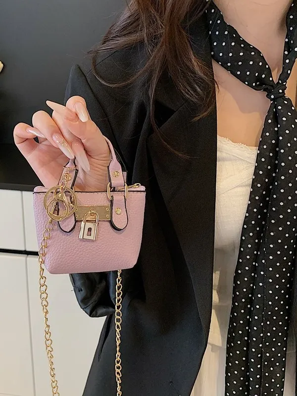 Litchi Pattern Women's Handbag Trendy Fashion Basket Handheld Bag High-End Sensation Parent-Child Single Shoulder Slant Cross...