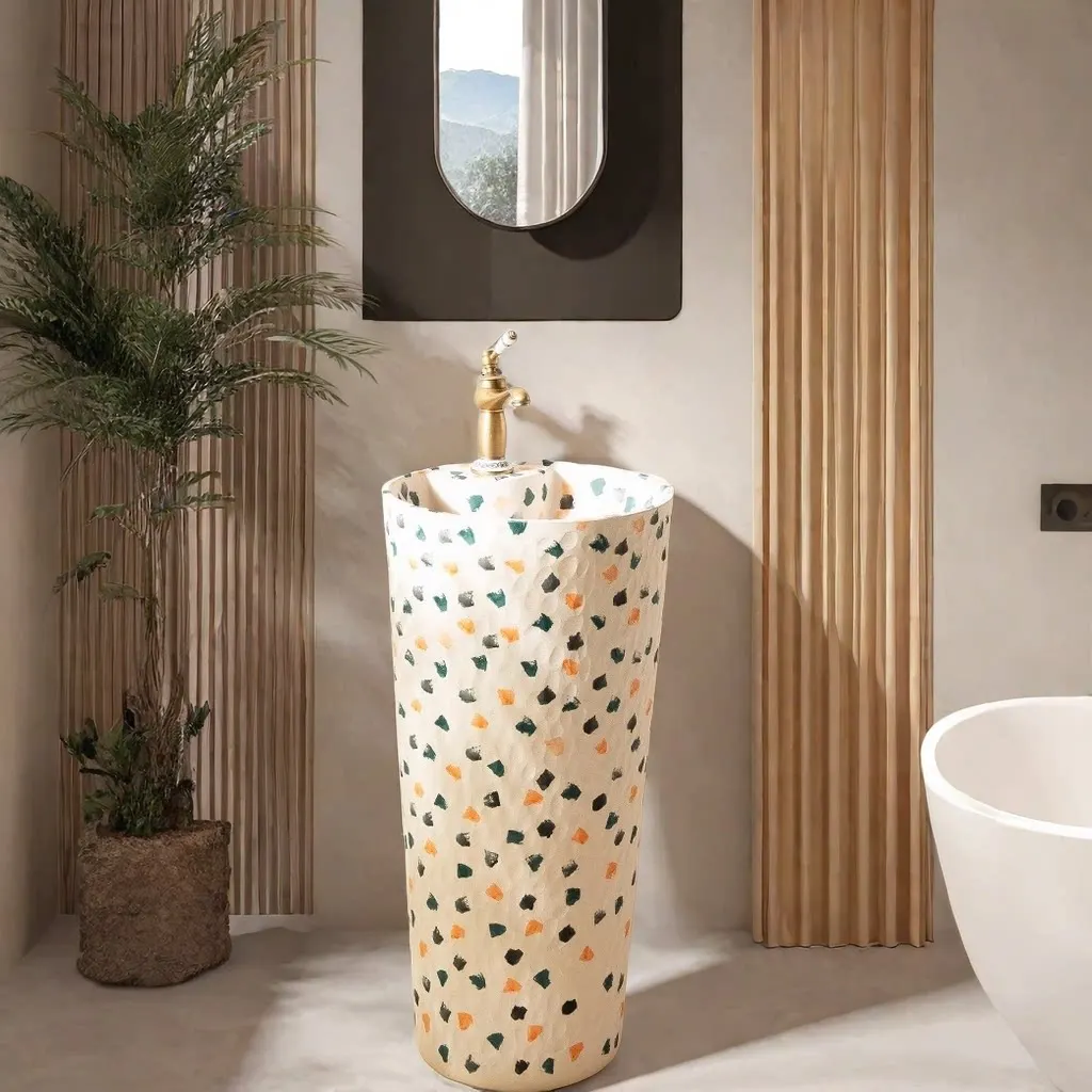 

Column type washbasin washbasin ceramic column basin outdoor courtyard vertical washbas in villa balcony wash basin