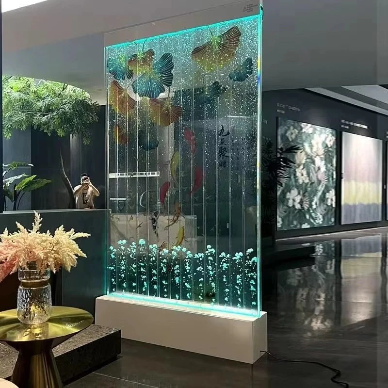 Factory rectangular wall-mounted bulb lighting room baffle LED acrylic bubble wall fountain home decoration