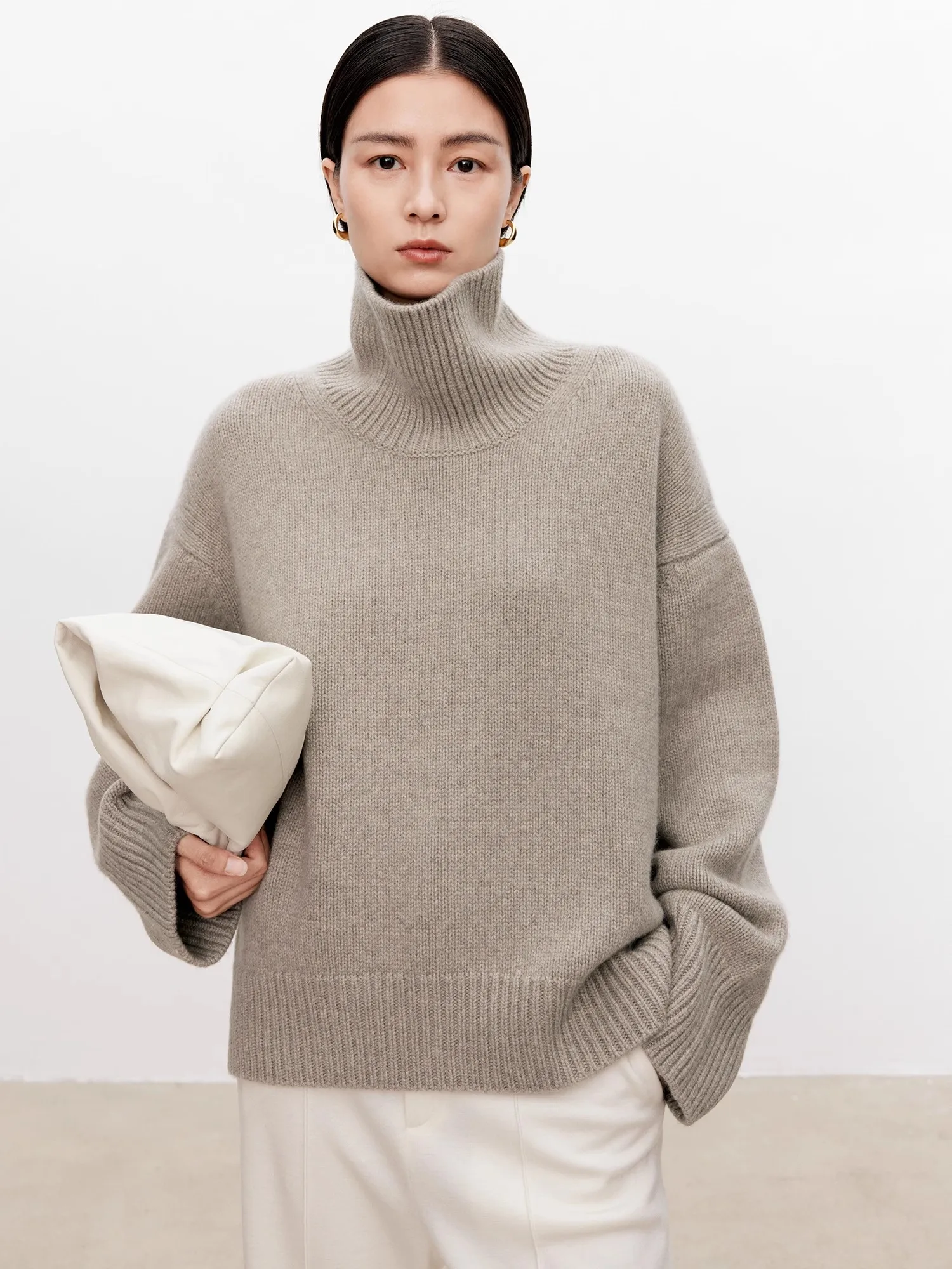 

LDZWSM Autumn and Winter New Thick Wool Sweater Women High Neck Pullover Sweater Warm Loose Knitted Base Sweater Jacket Tops