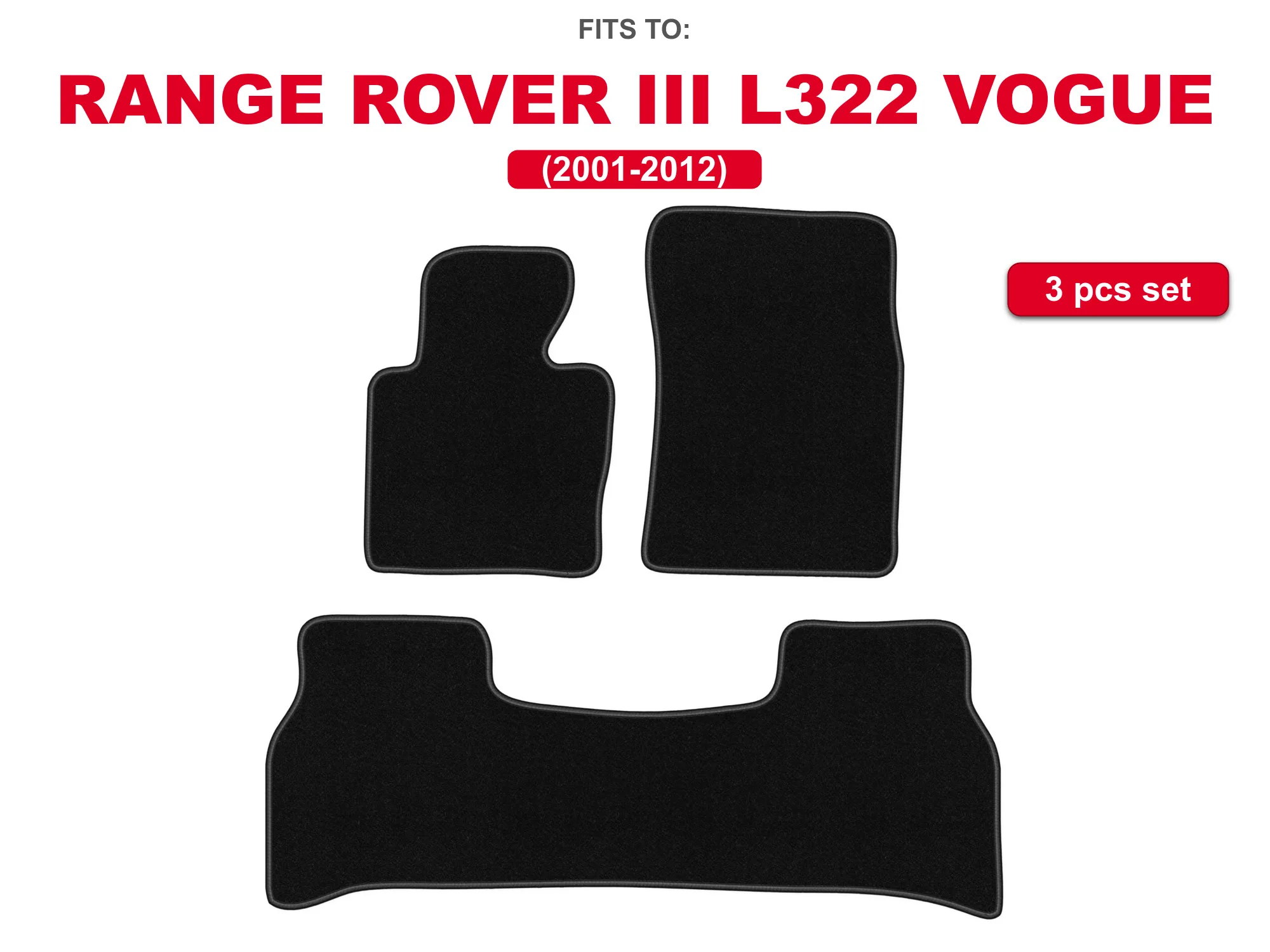 Auto velour matten voor: Range Rover III L322 2001-2012 zwarte SUV auto passende automattenset