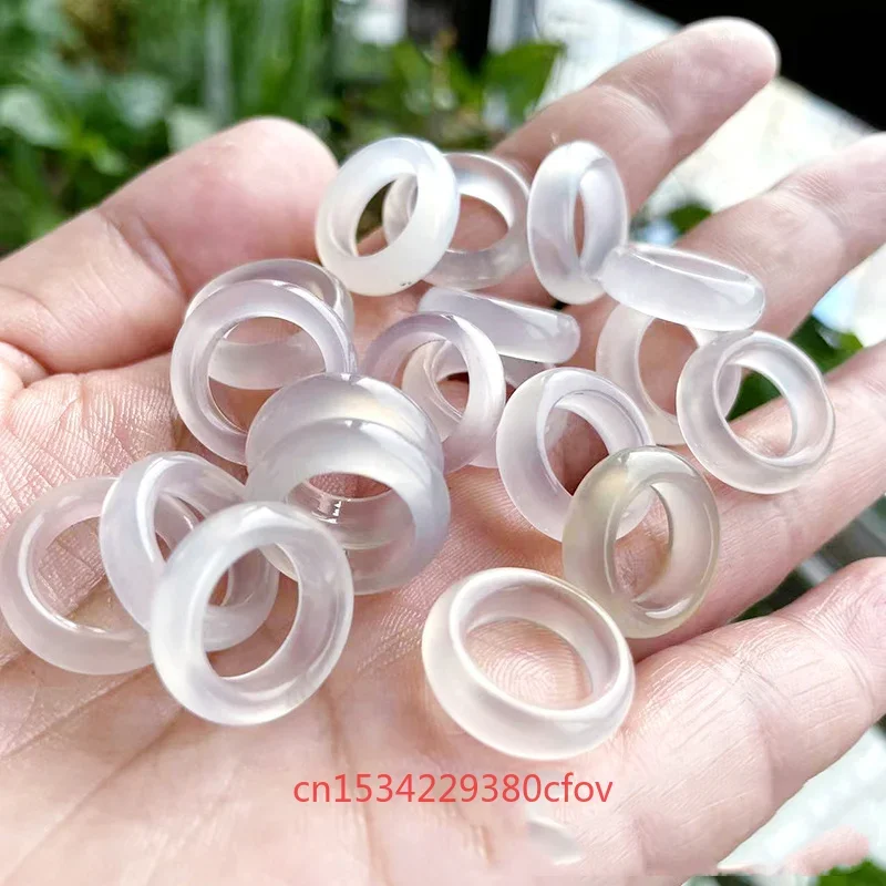 5PC Natural agate circle Beads Accessories DIY Ring Charm Jewellery Fashion Hand-Carved Lucky Gift