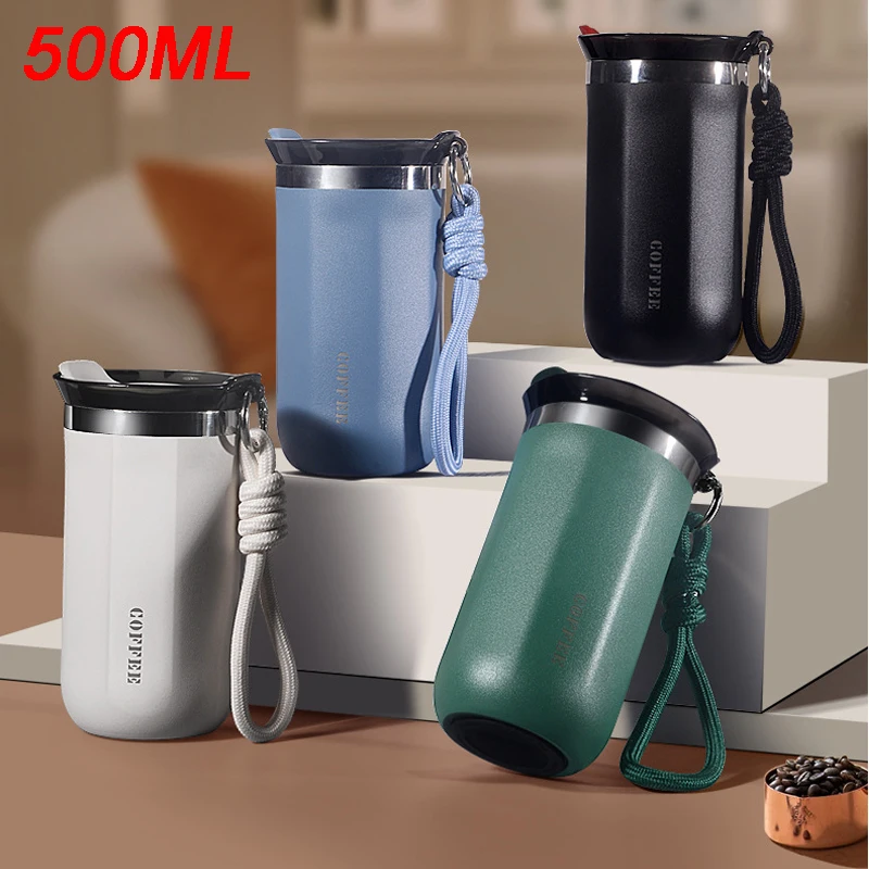 

500ml Vacuum Insulated Coffee Mug, Double-wall Stainless Steel Travel Tumbler, Office Portable Cold Coffee Cup Gift Cup