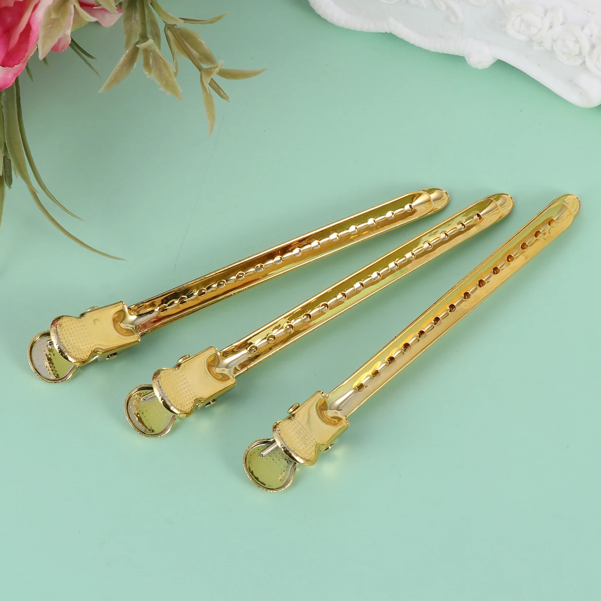 

12pcs Hairpin Tool Stainless Steel Salon Clips for Sectioning Dying Cutting Styling Hair Hairdressing Clamps Fixing Pins Gold