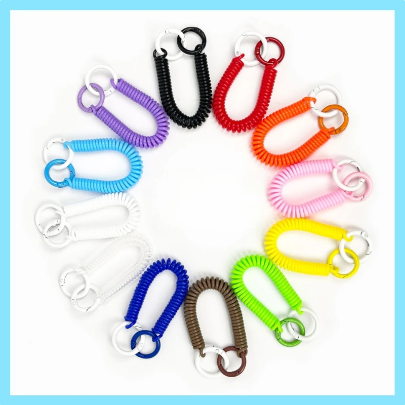 

1 Piece Candy Color Keychain Organizer for Girls Cute Fashion Short Wrist Key Holder Kids High Elastic Photocard Holder Lanyard
