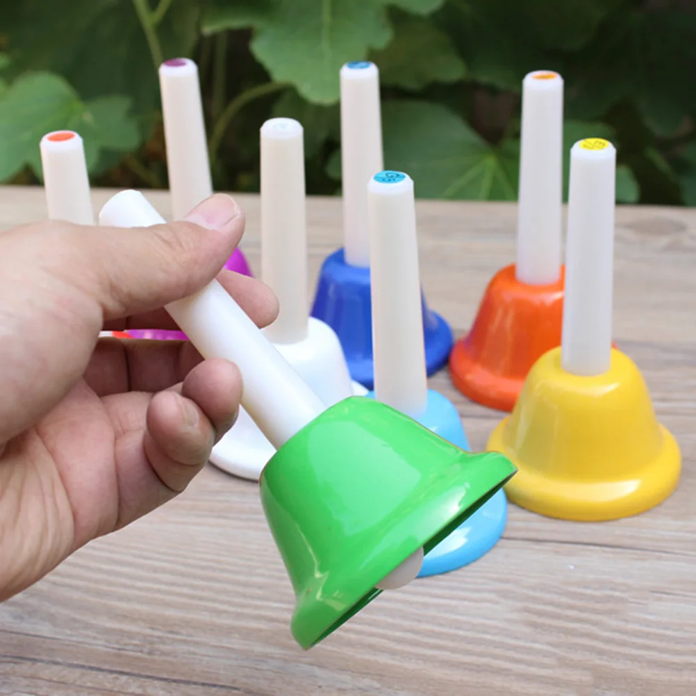 

8pcs Colorful Octave Handbells For Kids School Music Classroom Teaching Aids Metal Percussion Instruments Children Bells