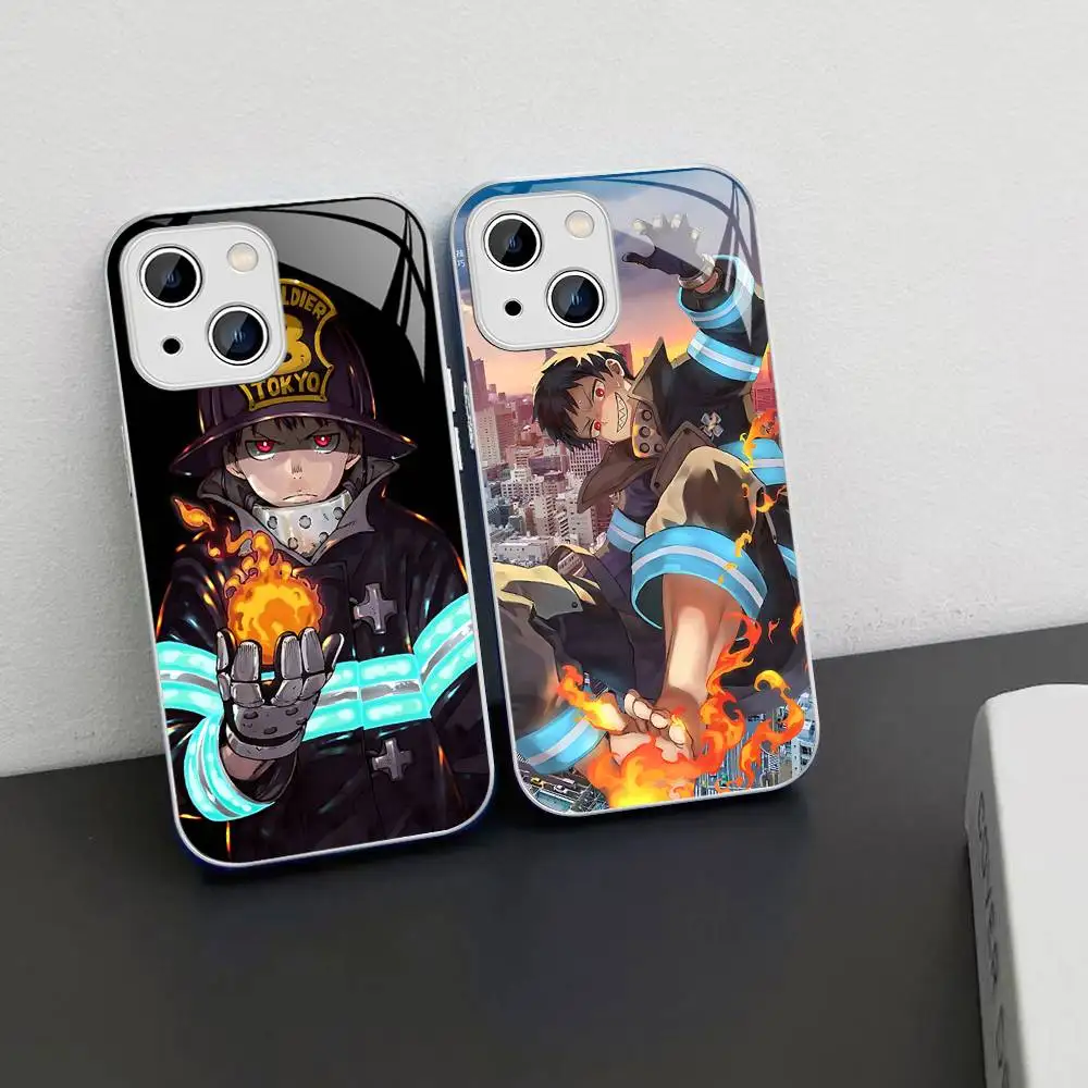 

F-Fire Force Phone Case Tempered Glass For Iphone 14 13 12 11 Pro Mini XS MAX 14Plus X XS XR Cover
