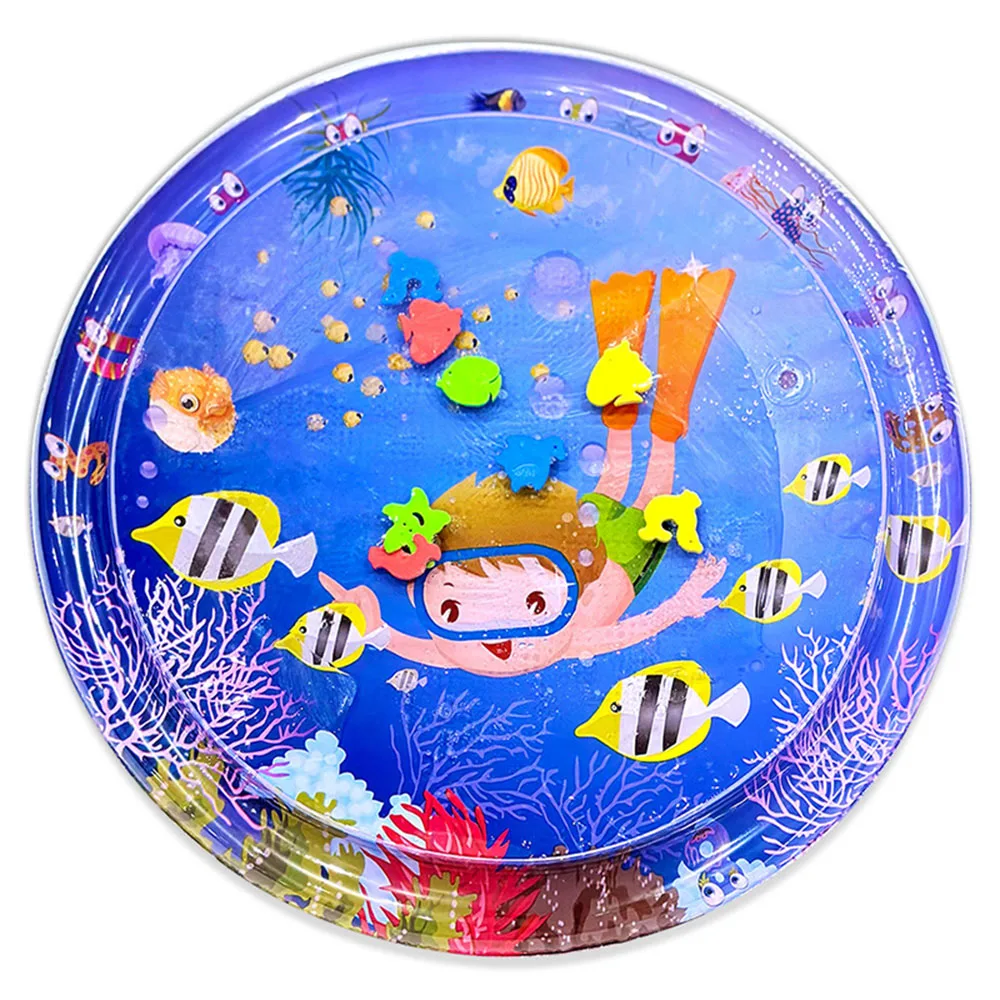 1pc 82cm Round Baby Playing Water Mat Diving Boy Pattern PVC Large Inflatable Play Mat Cushion Kids Gift