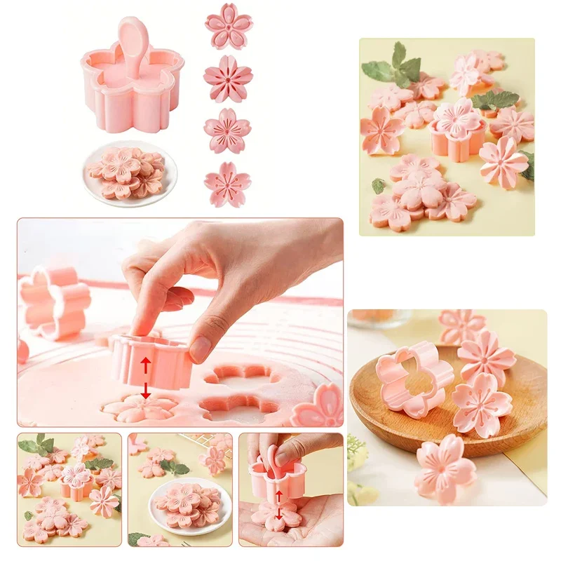 Cherry Blossom Cookie Cutter Fondant Stamp Floral Biscuit  DIY Baking Tool Pink Sakura Flower Cake Decoration Pastry Mold