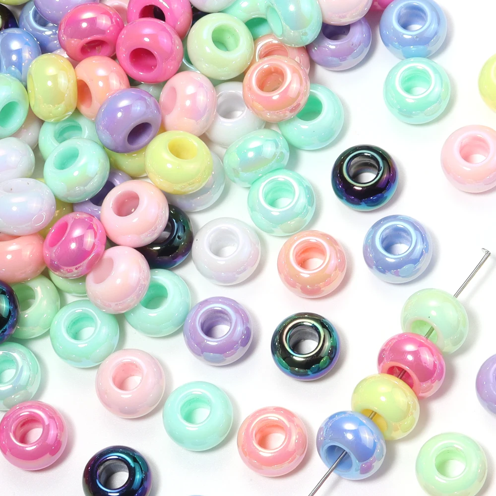20 Stück 9x14mm UV-Farbige Acryl-Abakusperlen mit Großem Loch, Runde Flache Lose Abstandsperlen für DIY Schlüsselanhänger, Armbänder und Schmuckherstellung – Detail 5