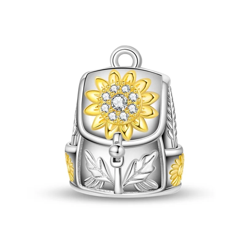 

New 925 Sterling Silver Sunflower Backpack Charms Beads For Women Fit Original Bracelet DIY Birthday Party Jewelry Gifts
