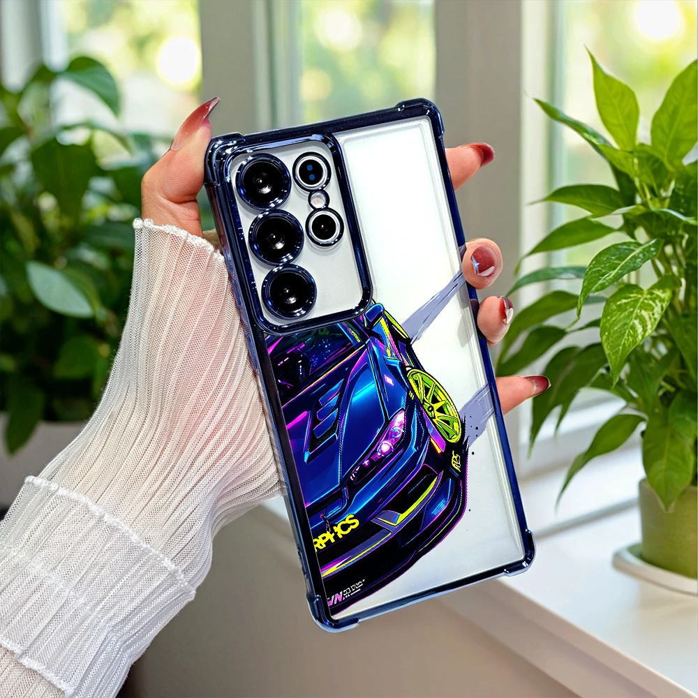 Neon Sports Car Shockproof Phone Case For Samsung Galaxy S26 S25 S24 S23 A57 A53 A50 A37 A10S Anti-Scratch Back Cover