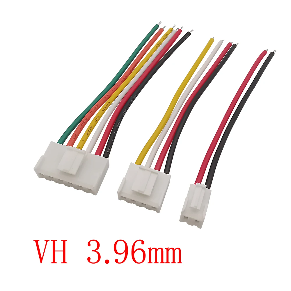 JST VH 3.96mm Pitch Single Female Plug Wire Cable Connector 2P 3 4 5 6 8 10 Pin VH3.96 22AWG Wires 10CM 20CM 30CM