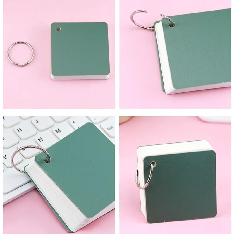 80 ورقة فارغة فضفاضة ورقة بطاقة الفهرس مع حلقة المحمولة جيب لوحات مذكرة دفاتر دراسة فارغة لدراسة تعلم الذاكرة