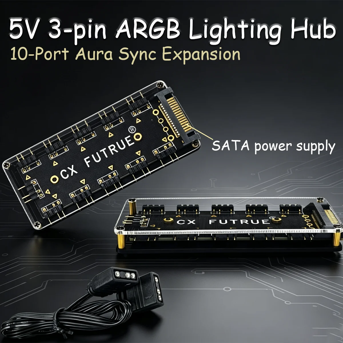 CX FUTRUE ARGB Fan HUB Splitter With 4Pin PWM For Computer Cooling SYNC CPU Radiator 5V 3Pin LED Light Strip Remote Controller