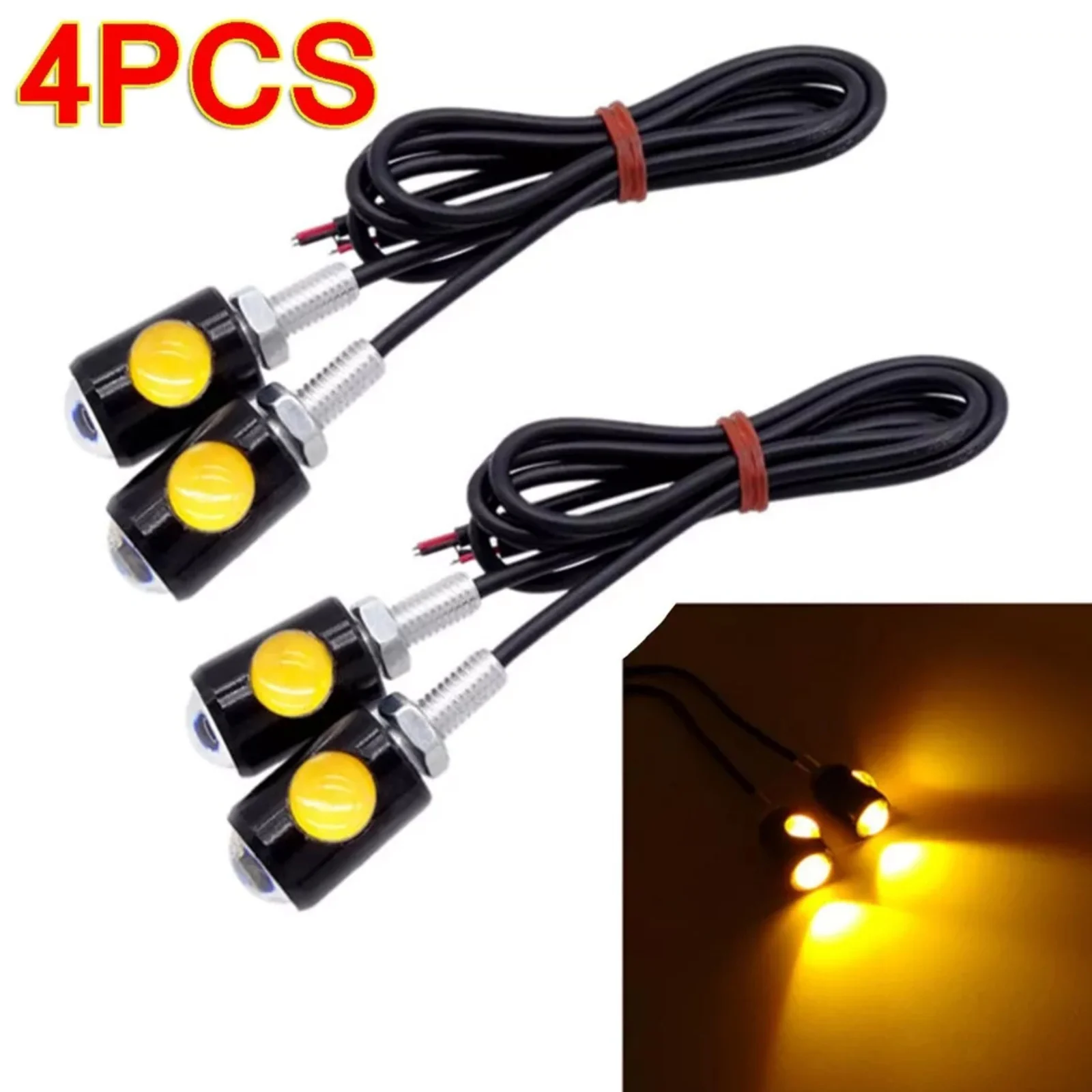 4Pcs Motorcycle Signal Lamp LED Mini License Plate Lights Turn Signals Indicator Tail Rear Light Brake Fog Lamp Bulb Universal