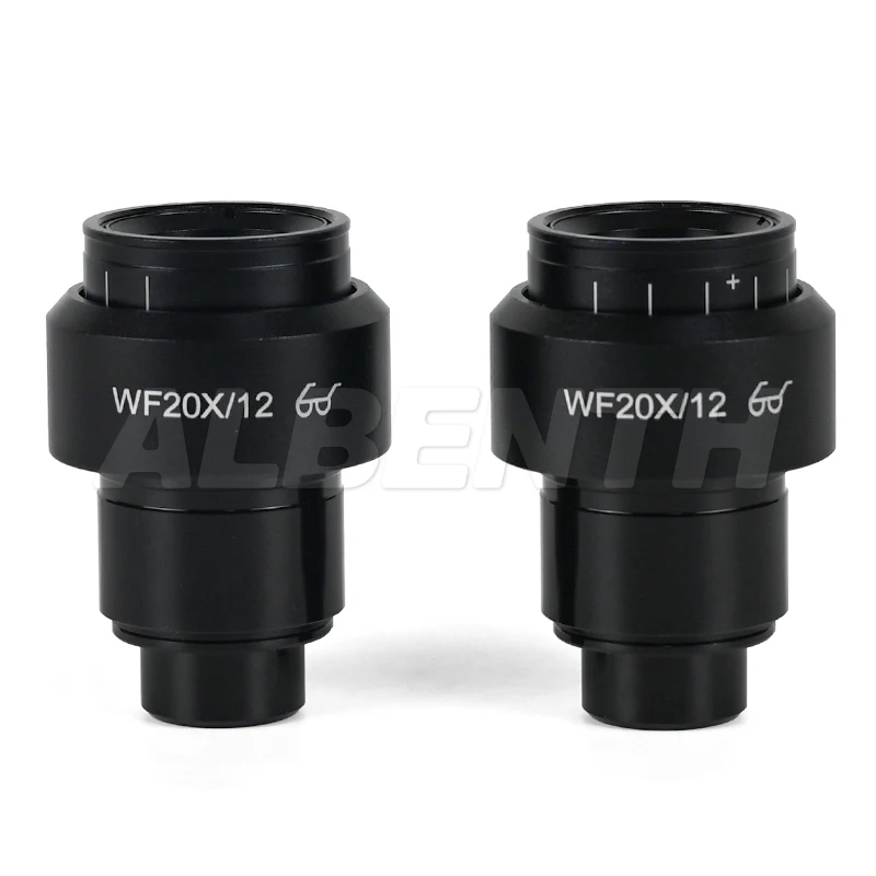 Ocular ajustable de punto de ojo alto WF20X/12, concentrador de microscopio estéreo, ocular ajustable para cabezal de microscopio 0.65X-6,5X