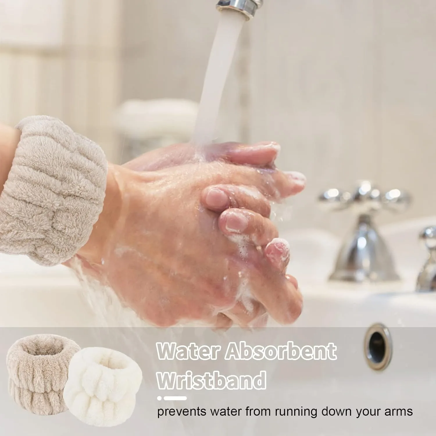 مجموعة عصابة رأس وسوار معصم مكونة من 6 قطع، عصابة رأس لغسل الوجه وعصابة رأس للمكياج والعناية بالبشرة لغسل الوجه وعصابة الرأس #3