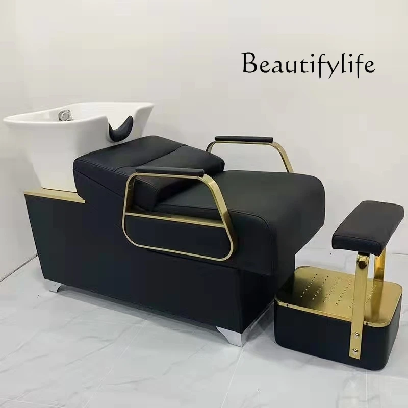 Barber Shop for Hair Salon Deep Ceramic Basin High-End Simple Hair Salon Half Lying Flushing Bed