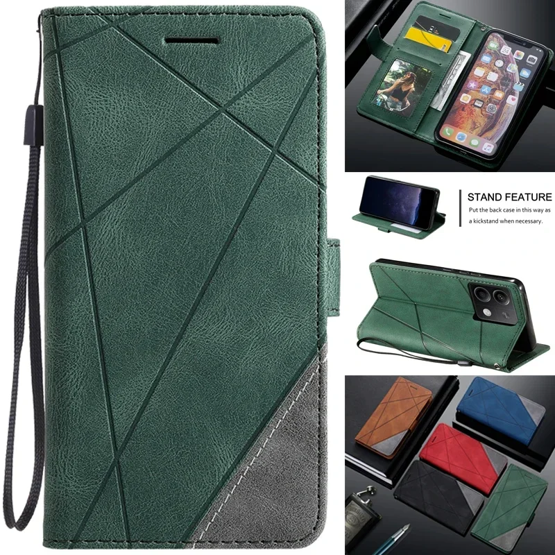 A16 5G A166B Case For Samsung Galaxy A16 Fashion Splicing Flip Cases For Samsung A06 A065F Funda Leather Wallet Cover A 16 Etui