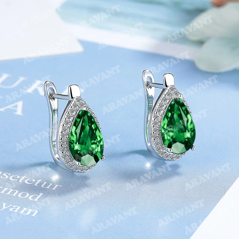 Aravant 925 Silver Zircon Water Drop Earring