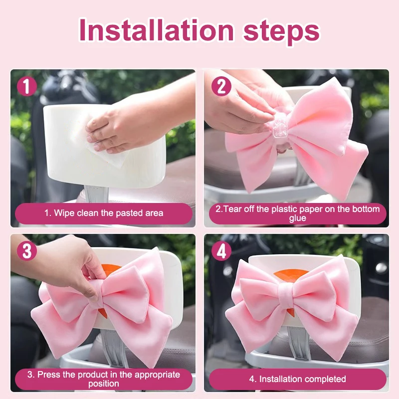 여성용 이중층 리본 장식 강력한 고정 귀여운 리본 액세서리 전기 오토바이 헬멧 액세서리