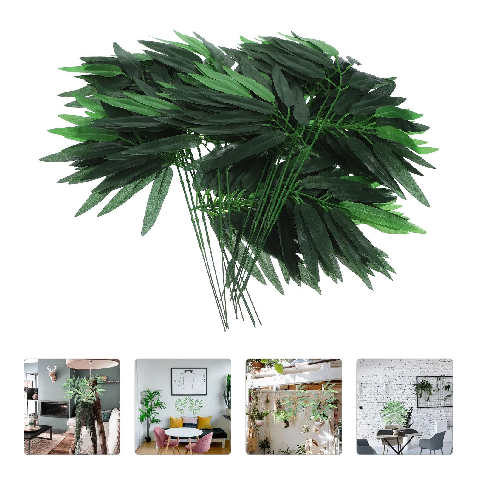 

Artificial Green Bamboo Leaves Fake Green Plants Greenery Leaves for Home Hotel Office Party Decoration