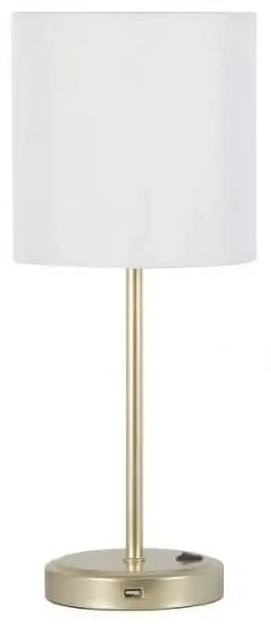 

19 Height Gold Finish Metal Material Stick Lamp with USB Port, Modern, Office and Dorm