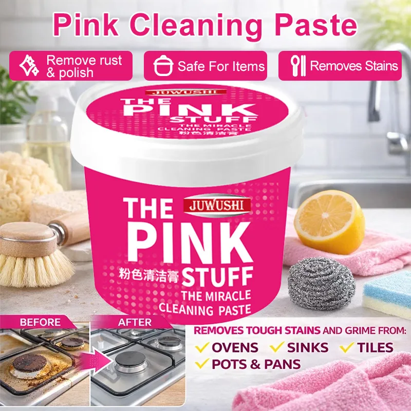

Многофункциональная розовая паста для чистки кухонной утвари/удаления пятен от жира/антибактериальная/безопасна для посуды/для дома и ресторанов/для домохозяек